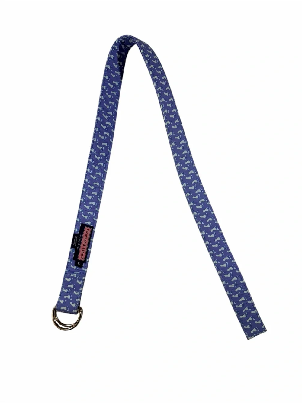 Vineyard Vines Unisex M Footprint Feet Print D-Ring Belt Blue Cotton Preppy Y2K